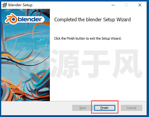 Blender安装成功，点击【Finish】